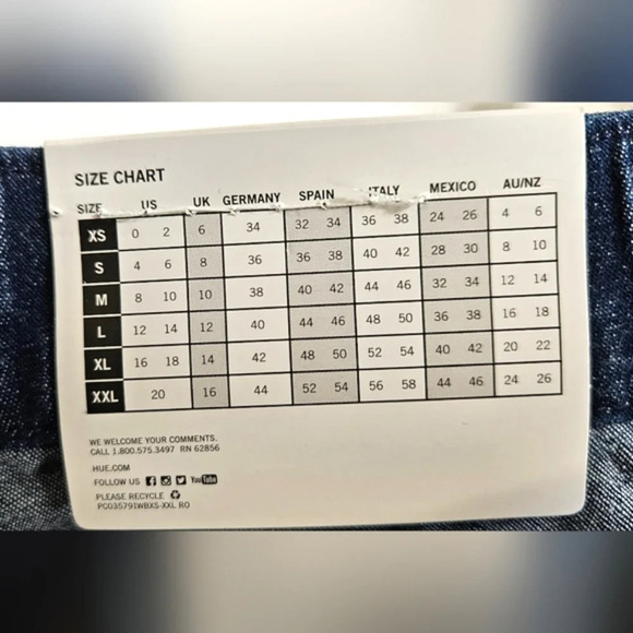 🟢3/$19🟢 HUE Jeggings Jean Leggings Distressed  Blue Size M - Picture 5 of 10